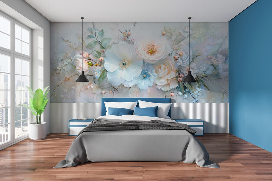 Peinture de fleurs et de feuilles