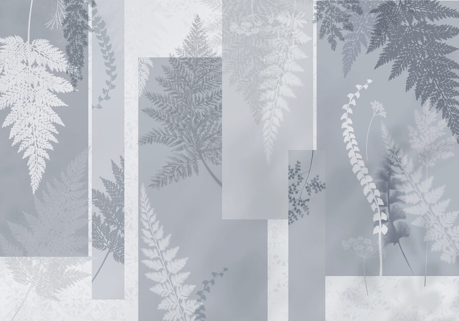 Motif floral gris et blanc