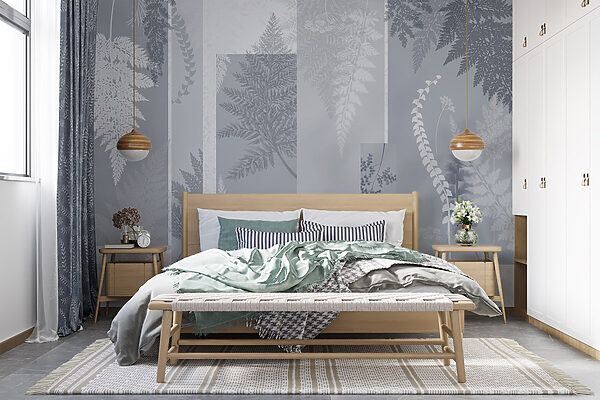 Motif floral gris et blanc Motif floral gris et blanc