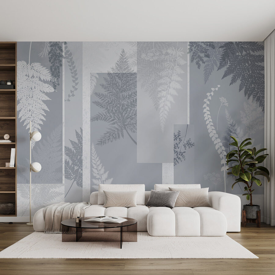 Motif floral gris et blanc