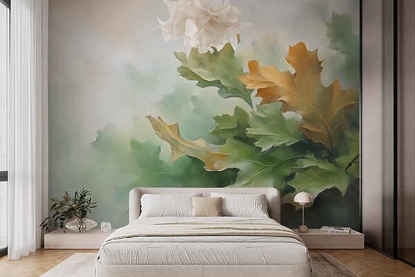 Peinture de feuilles sur une branche Peinture de feuilles sur une branche