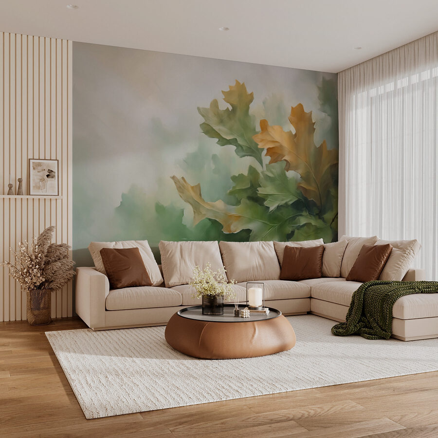 Peinture de feuilles sur une branche