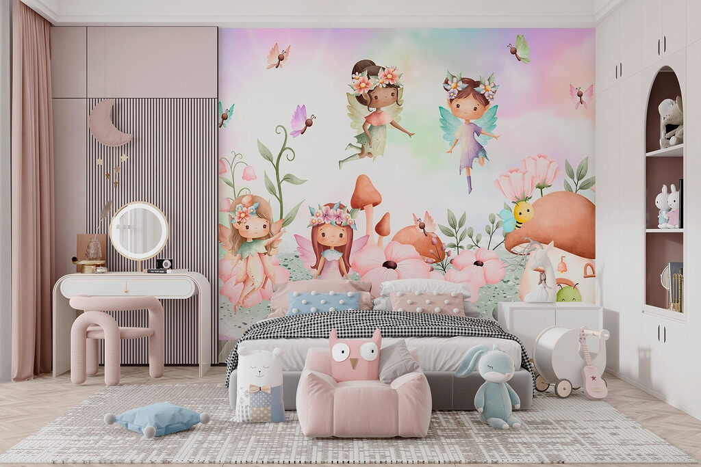 Group of fairies in a garden Group of fairies in a garden