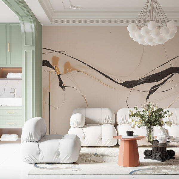 Peinture noire et beige sur une surface blanche Peinture noire et beige sur une surface blanche
