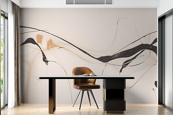 Peinture noire et beige sur une surface blanche Peinture noire et beige sur une surface blanche