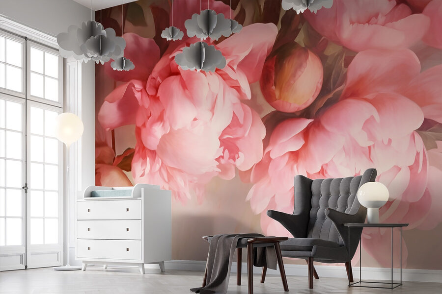 Groupe de fleurs roses