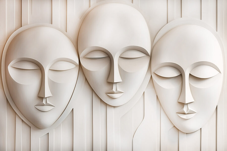 Groupe de masques blancs