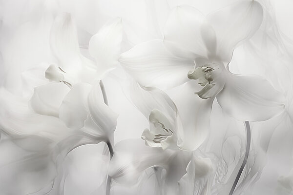 Délicates orchidées blanches dans une lumière douce Délicates orchidées blanches dans une lumière douce