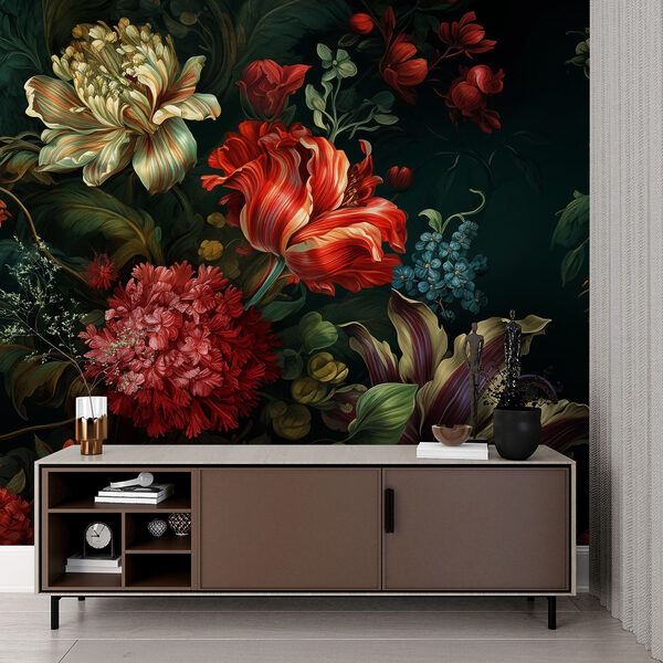 Peinture de fleurs sur fond sombre Peinture de fleurs sur fond sombre