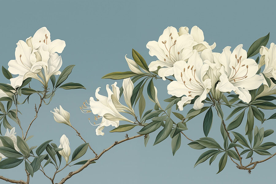 Fleurs blanches sur une branche