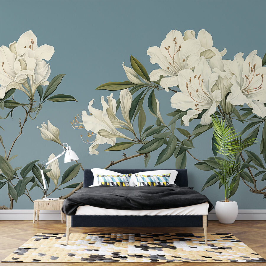 Fleurs blanches sur une branche