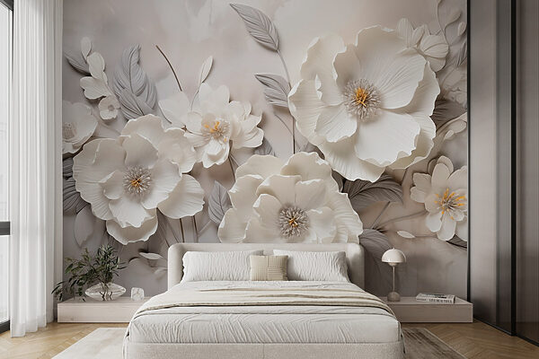 Fleurs blanches sur un mur Fleurs blanches sur un mur