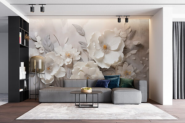 Fleurs blanches sur un mur Fleurs blanches sur un mur