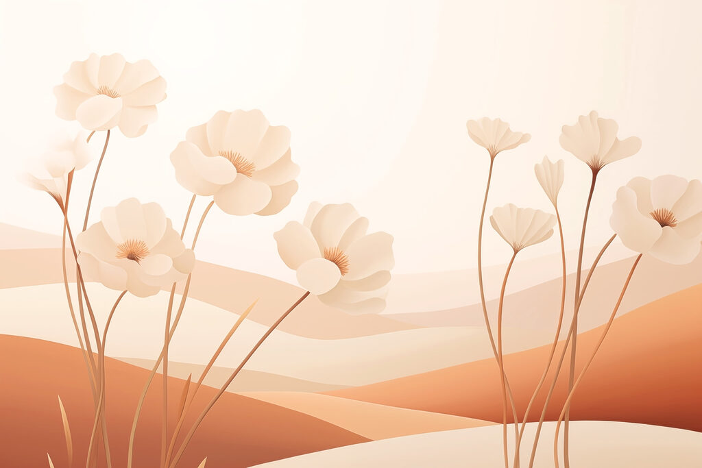 Fleurs blanches dans un désert Fleurs blanches dans un désert