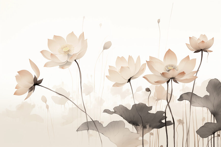 Groupe de fleurs avec feuilles