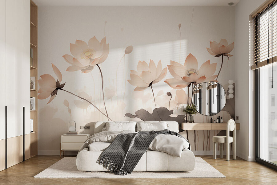 Groupe de fleurs avec feuilles