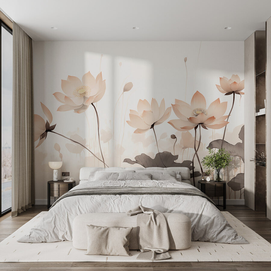 Groupe de fleurs avec feuilles