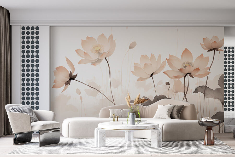 Groupe de fleurs avec feuilles