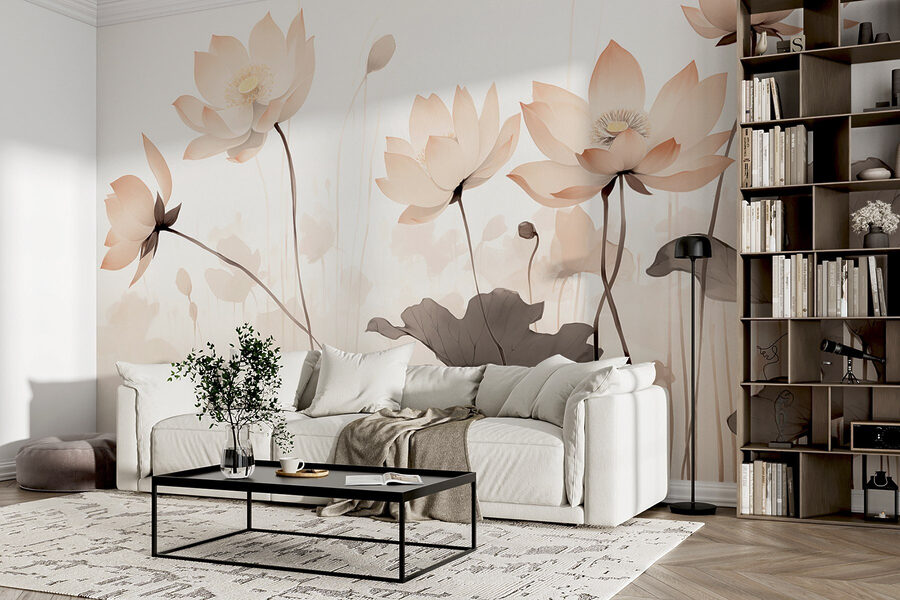 Groupe de fleurs avec feuilles