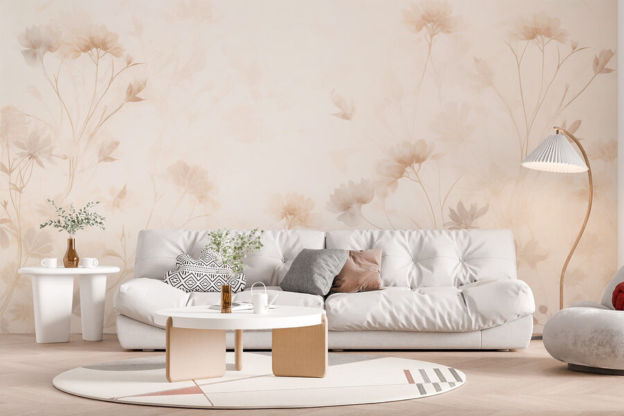Motif floral blanc et rose