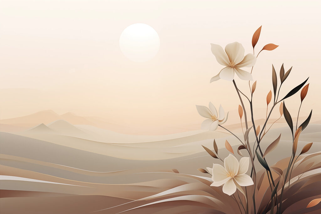 Peinture de fleurs dans un désert Peinture de fleurs dans un désert