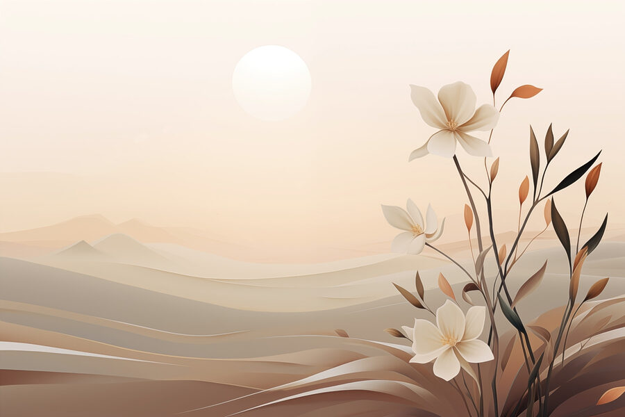 Peinture de fleurs dans un désert