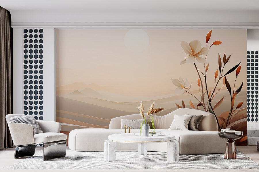 Peinture de fleurs dans un désert