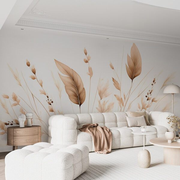 Des feuilles délicates ornent une toile de fond douce Des feuilles délicates ornent une toile de fond douce