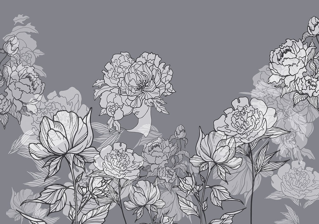 Groupe de fleurs sur fond gris Groupe de fleurs sur fond gris