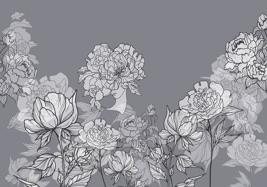 Groupe de fleurs sur fond gris