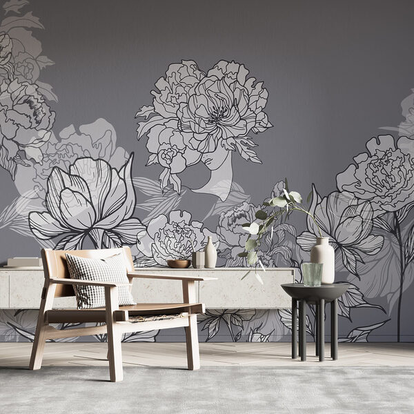 Groupe de fleurs sur fond gris Groupe de fleurs sur fond gris