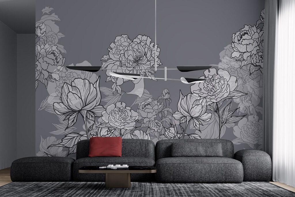 Group of flowers on a gray background