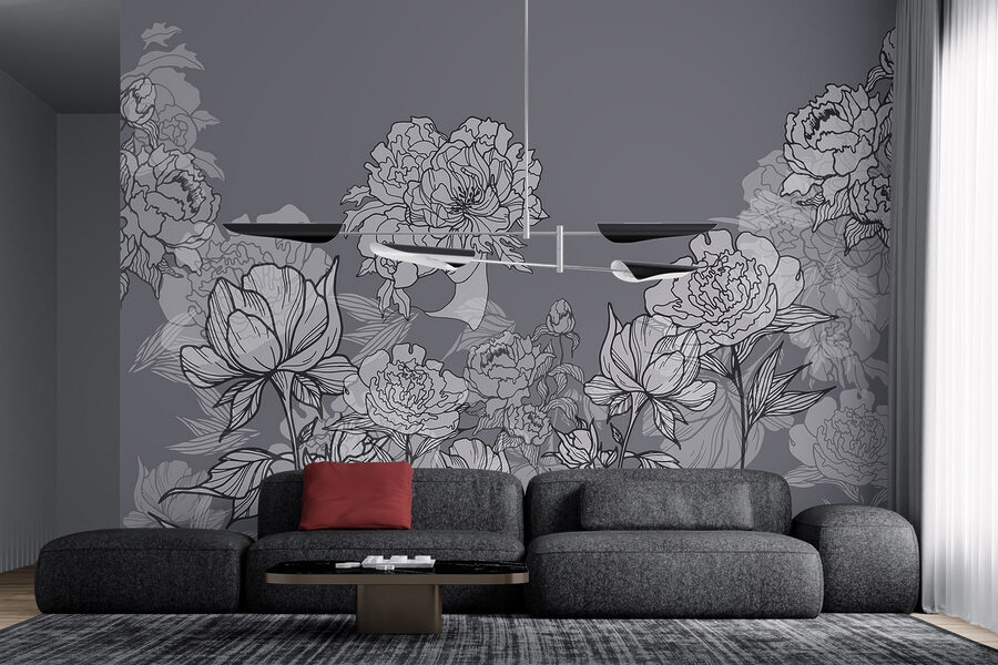 Groupe de fleurs sur fond gris