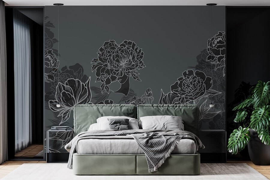 Groupe de fleurs sur fond gris