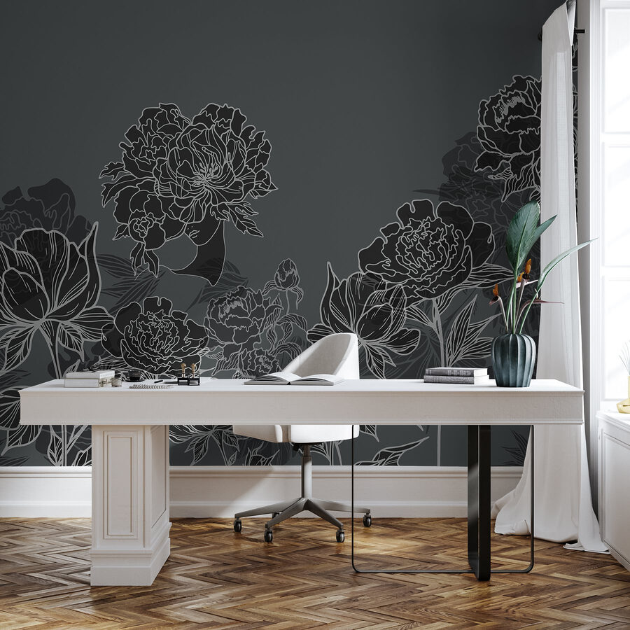 Groupe de fleurs sur fond gris