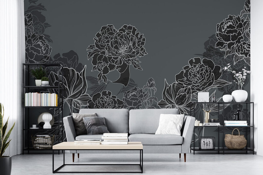 Group of flowers on a gray background Group of flowers on a gray background