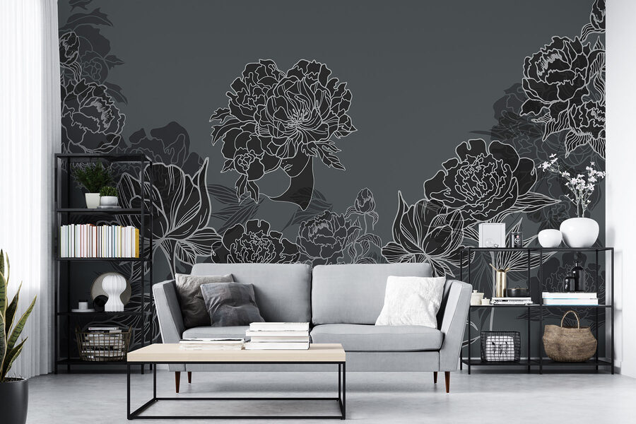 Groupe de fleurs sur fond gris