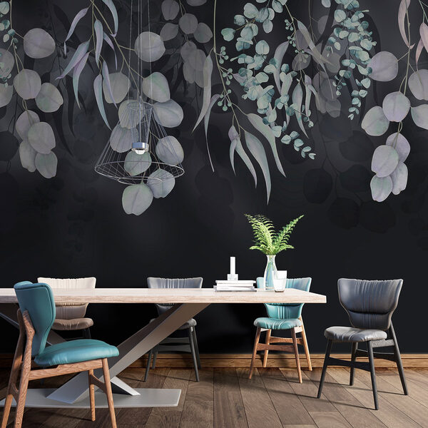 Graceful leaves against dark backdrop