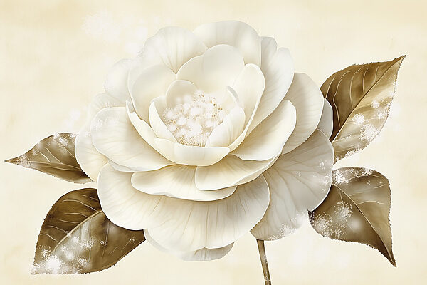 Fleur blanche avec des feuilles brunes Fleur blanche avec des feuilles brunes