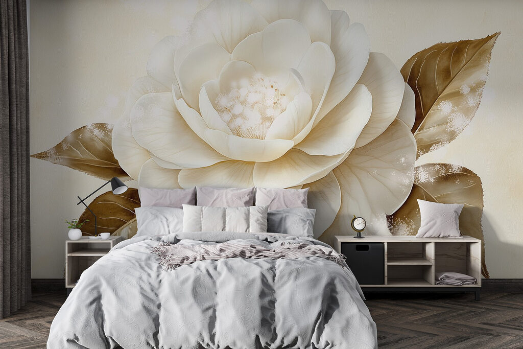 White flower with brown leaves White flower with brown leaves