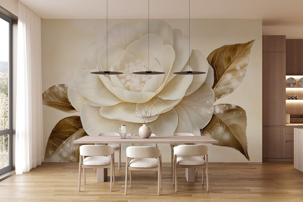 White flower with brown leaves White flower with brown leaves