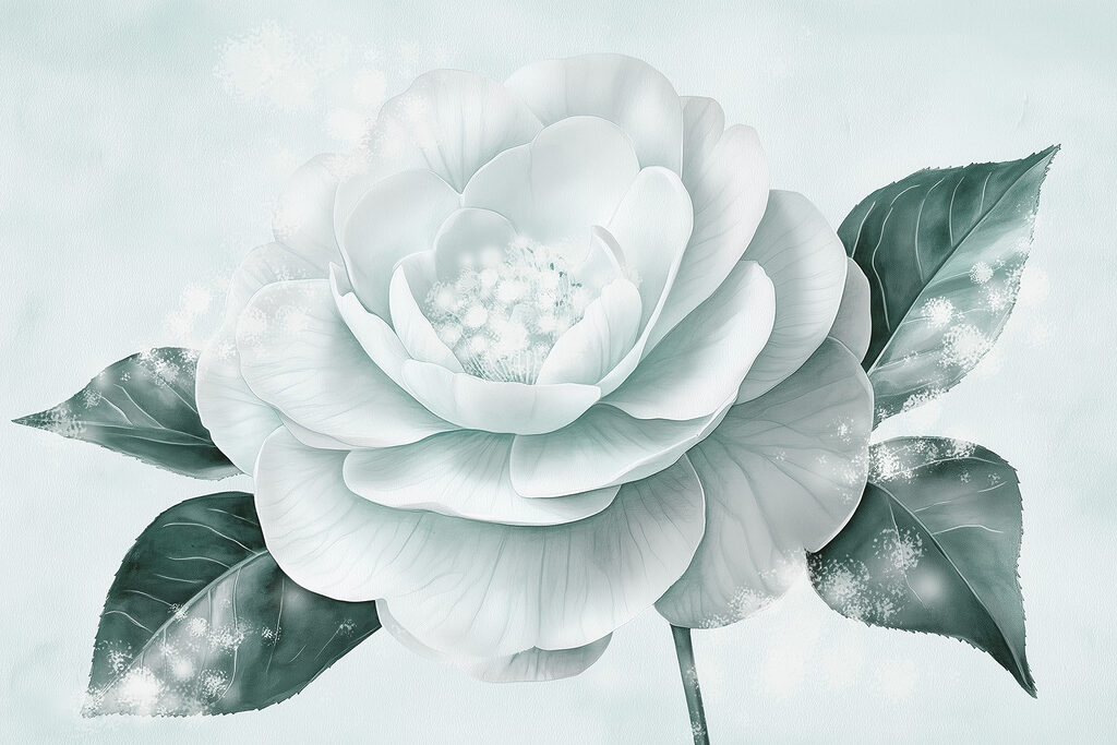 Fleur blanche avec des feuilles vertes Fleur blanche avec des feuilles vertes