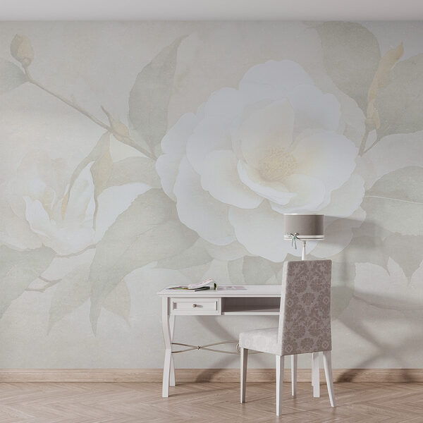 Fleur blanche avec des feuilles vertes Fleur blanche avec des feuilles vertes