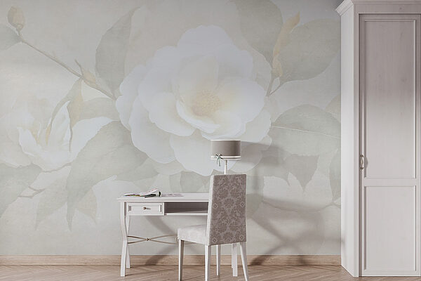Fleur blanche avec des feuilles vertes Fleur blanche avec des feuilles vertes
