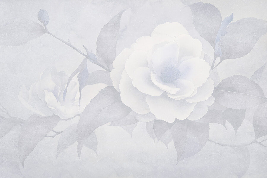 Fleur blanche avec feuilles