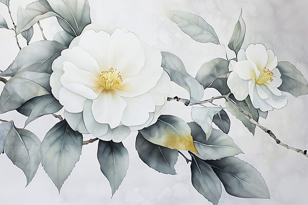 Fleur blanche avec des feuilles vertes Fleur blanche avec des feuilles vertes