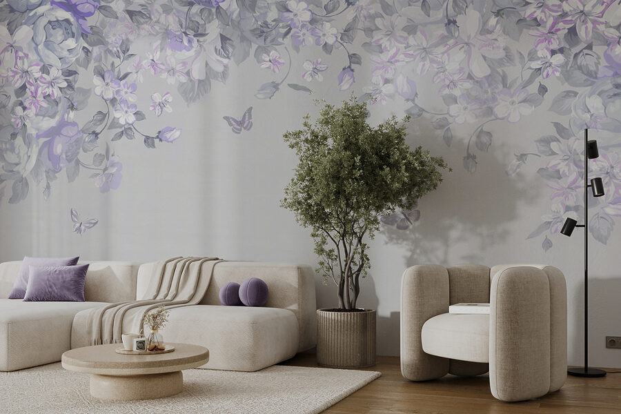Un motif floral avec des papillons