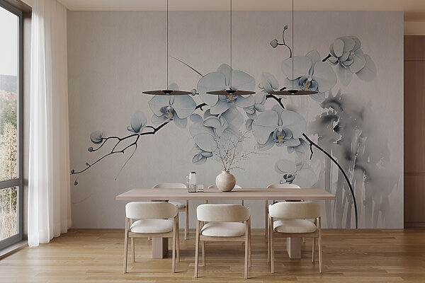 Peinture d'une branche avec des fleurs blanches Peinture d'une branche avec des fleurs blanches
