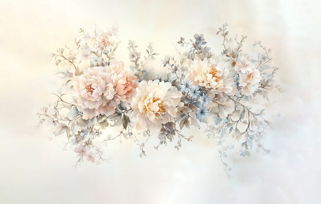 Peinture de fleurs sur une surface blanche Peinture de fleurs sur une surface blanche