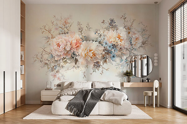 Peinture de fleurs sur une surface blanche Peinture de fleurs sur une surface blanche